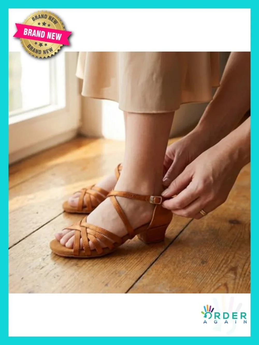 Girls Satin Latin Dance Shoes Low Heel Salsa Sandals Suede Sole